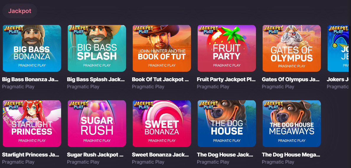Jackpot Games Section at 500 Casino
