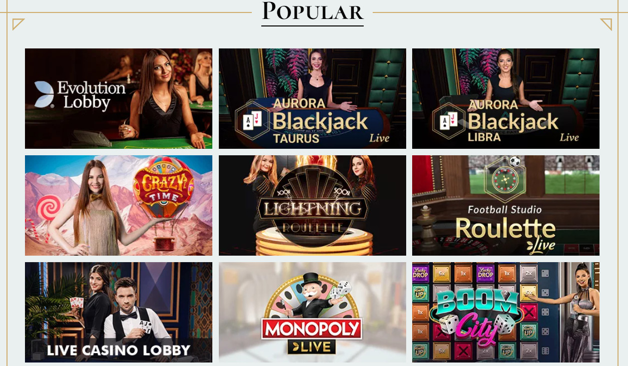 Live Dealer Games Section at Avalon78 Casino