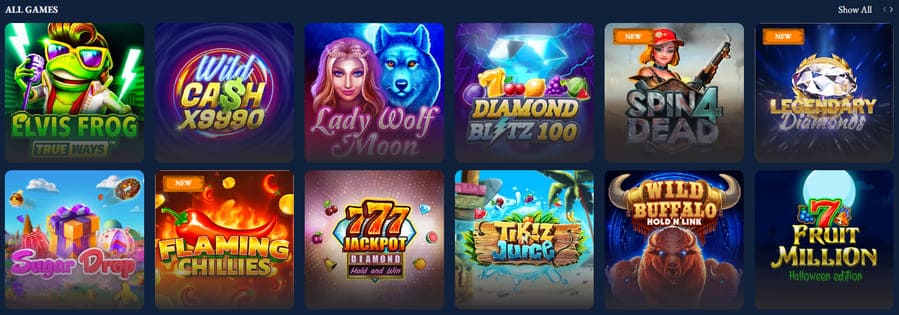 Slots Section Screenshot