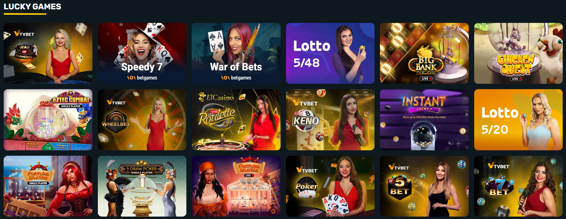 Lucky Games Section at Campeonbet Casino