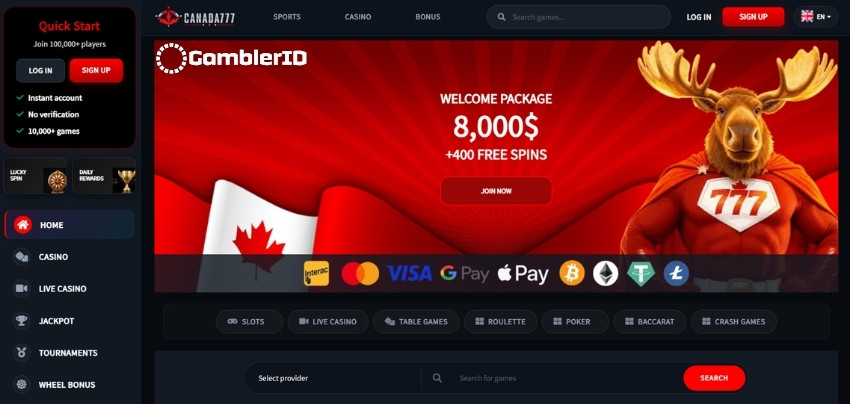 Canada777 Casino Lobby