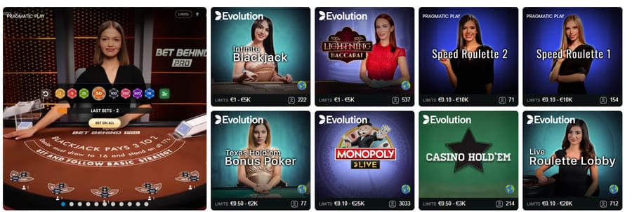 Live Dealer Section Screenshot