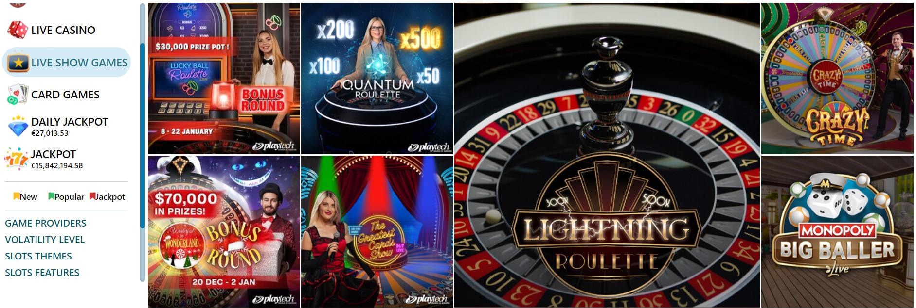 Live Games Section at DrueckGlueck Casino