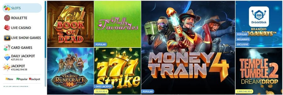 Slots Section at DrueckGlueck Casino