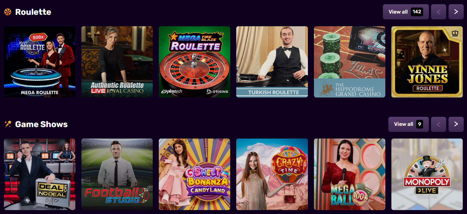 Live Dealer Games Section at DuxCasino