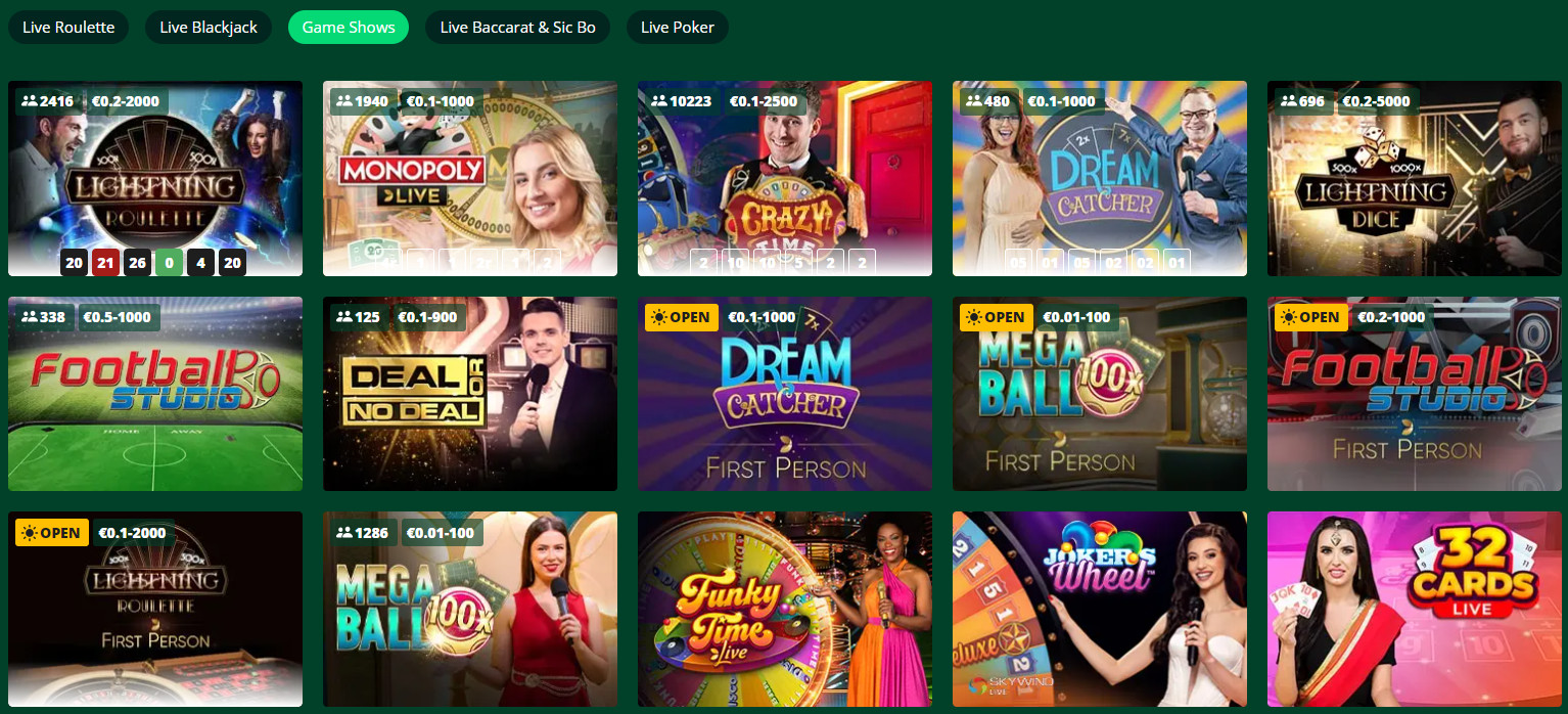Live Games Section at GreenPlay Casino