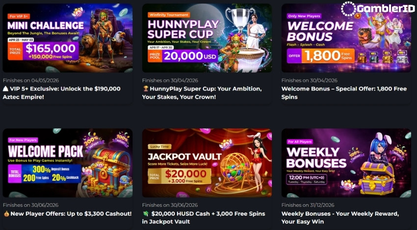 HunnyPlay Casino Bonuses