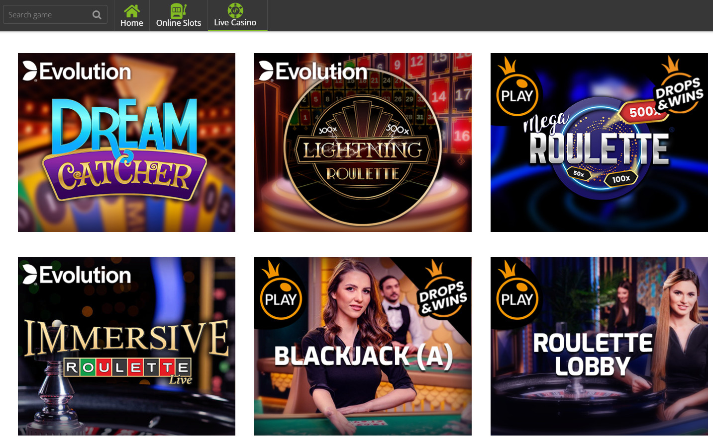 Live Games Section at Lapalingo Casino