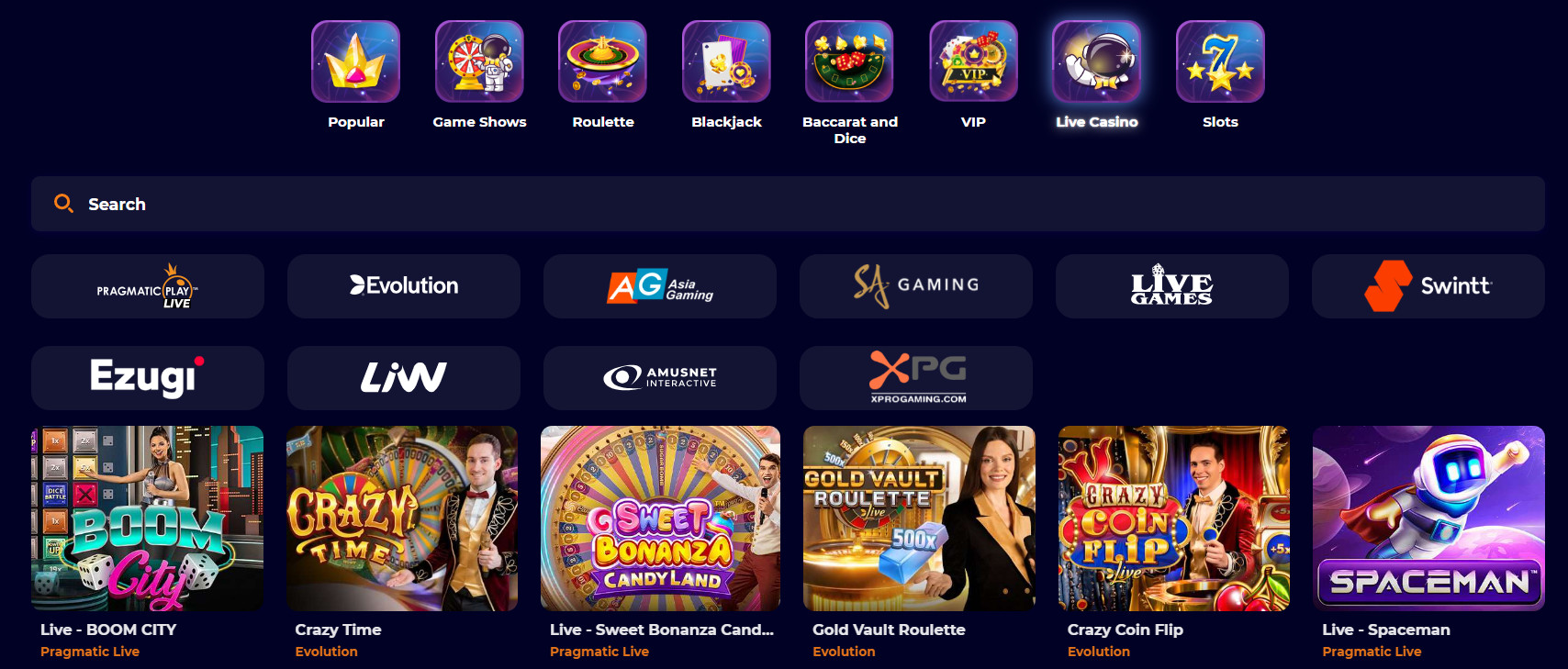 Live Dealer Games at CosmicSlot Casino