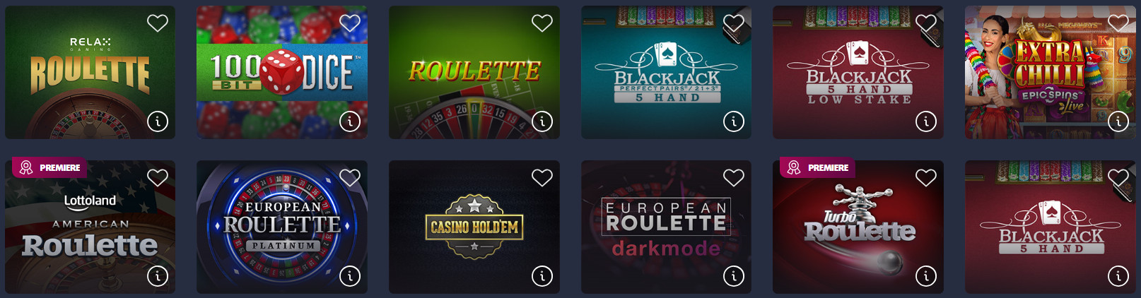 Table Games Section at Lottoland Casino