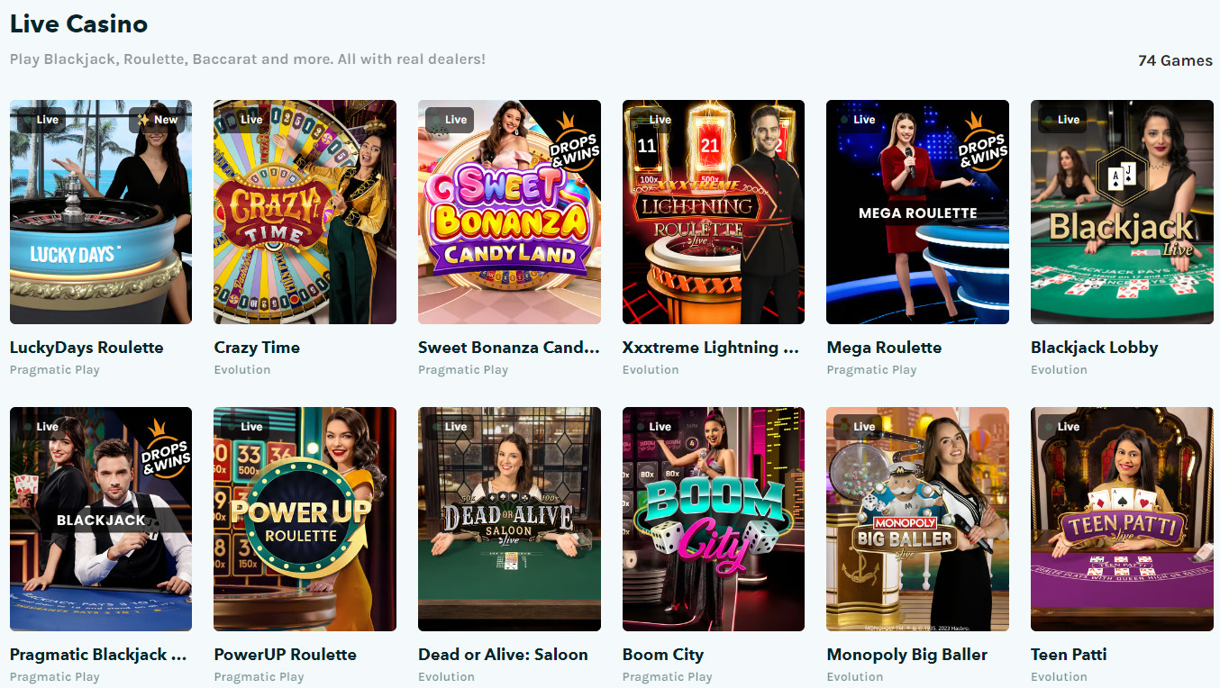 Live Dealer Section at Lucky Days Casino