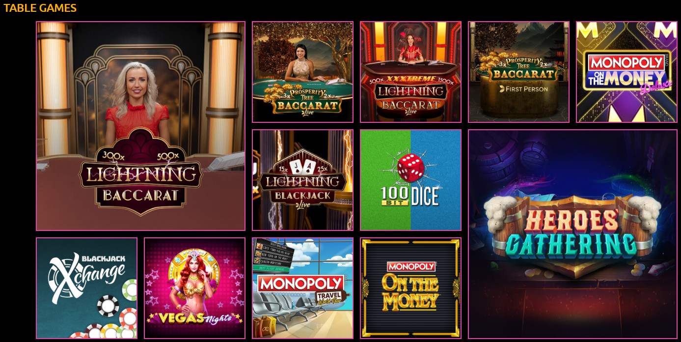 Table Games Section at Lucky Niki Casino