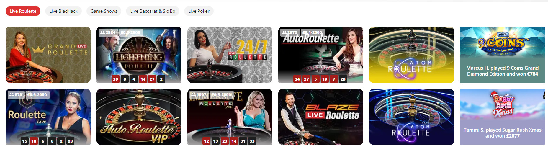 Live Dealer Games Screenshot at Magic Red Casino