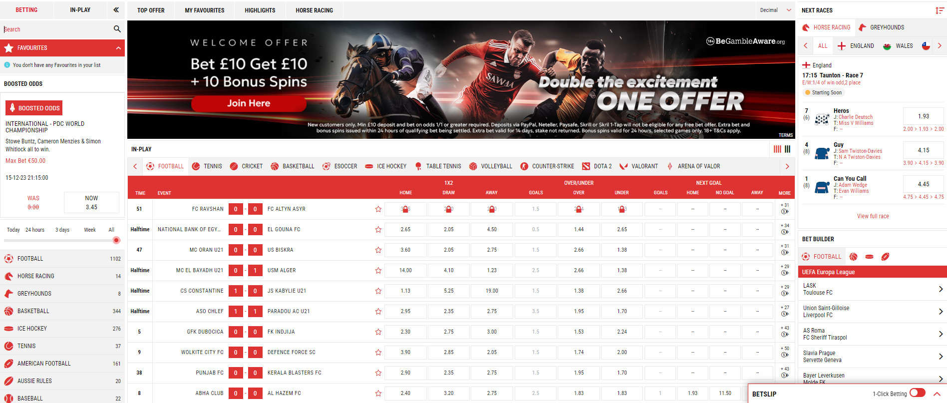 Sportsbook Section at Magitc Red Casino Screenshot