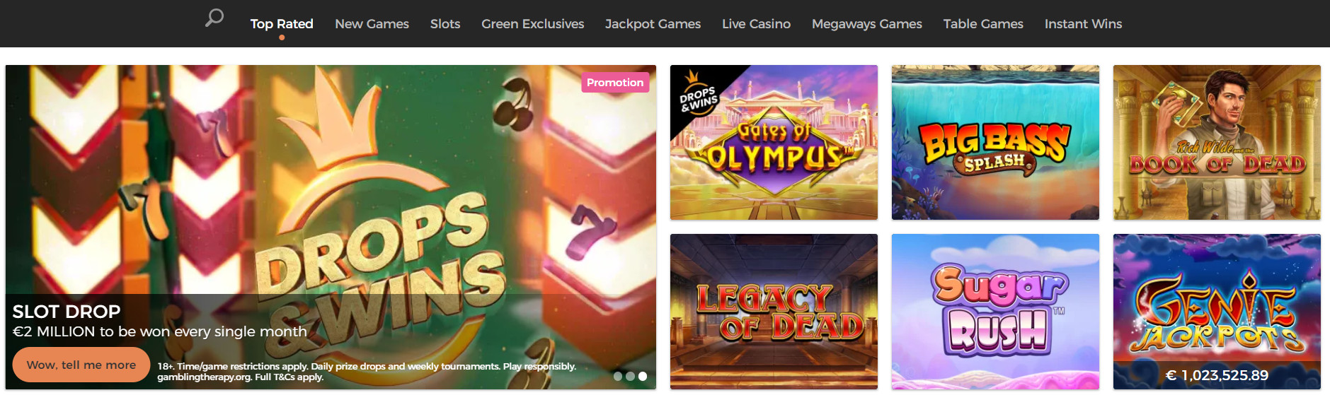 Top Rated Games at Mr Green Casino Screenshot