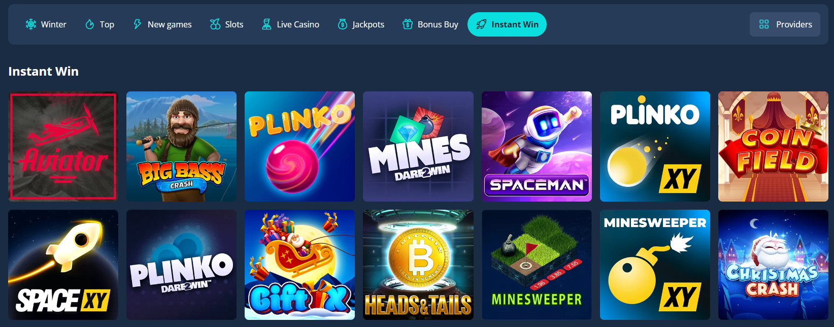 Special Games Section at Platincasino