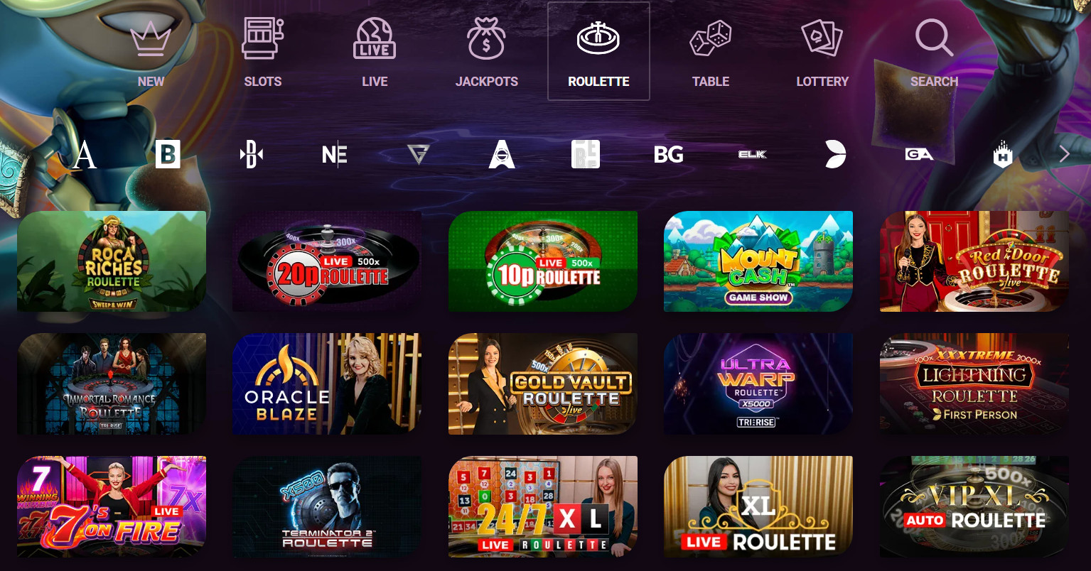 Roulette Section at Ricky Casino Screenshot