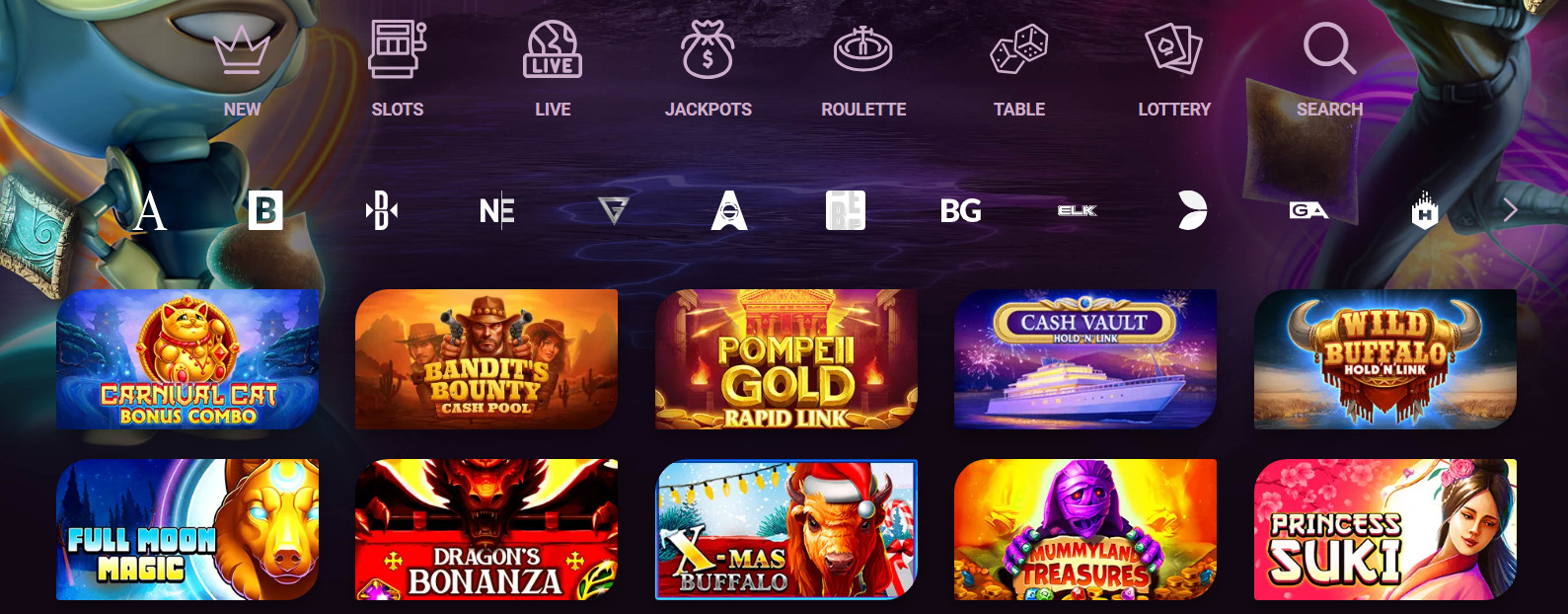 Slots Section at Ricky Casino Screenshot