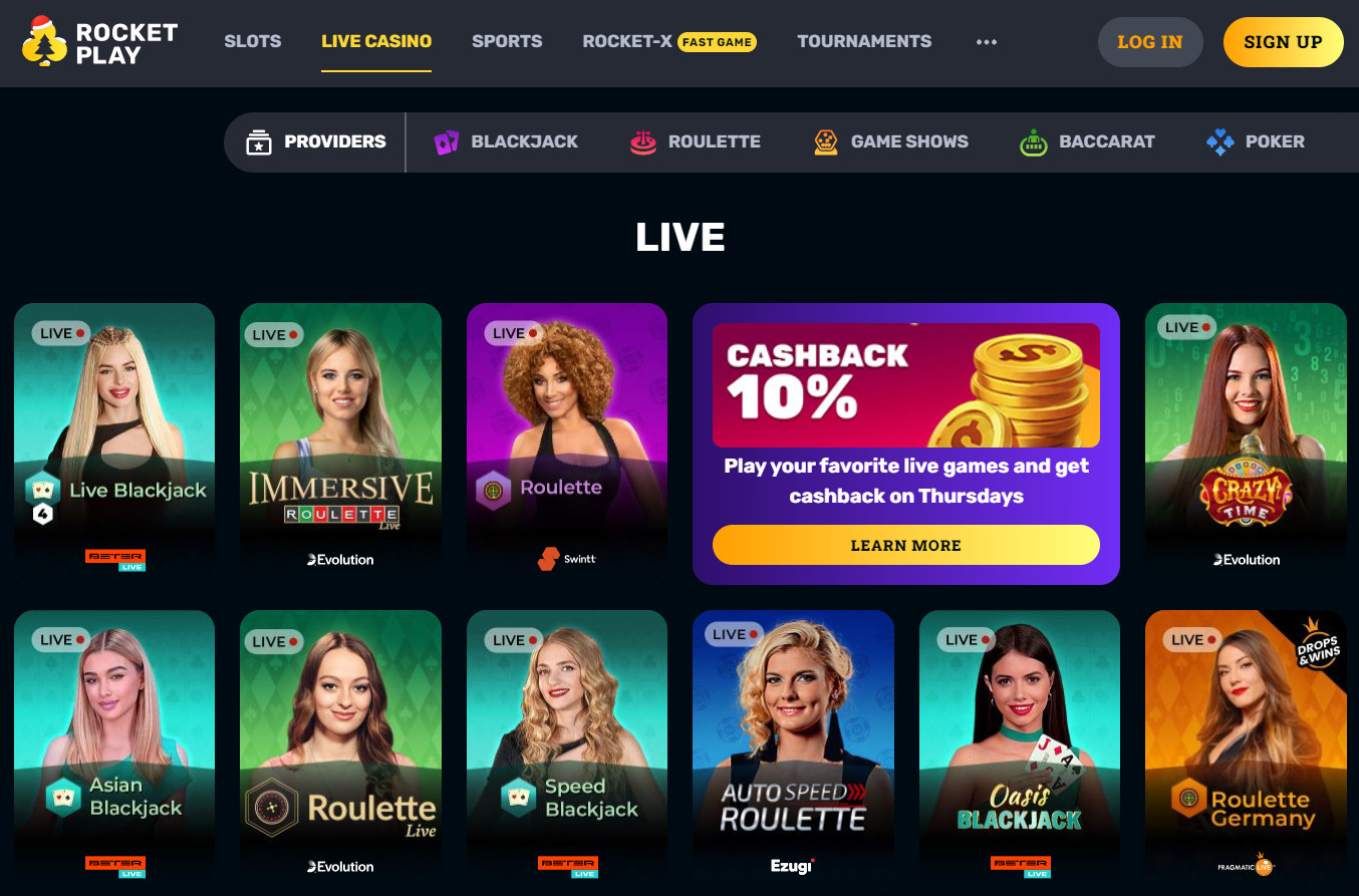 Live Dealer Games at RocketPlay Casino