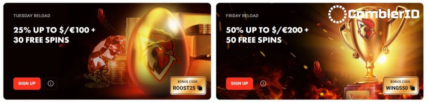 Reload Bonuses at Rooster Bet Casino