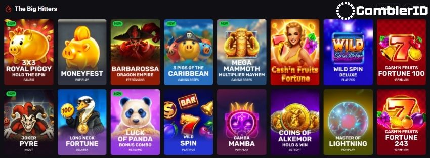 The Big Hitters Slots Section