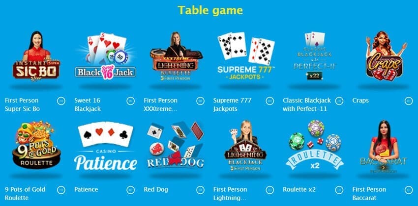 Table Games Section at Vera&John Casino