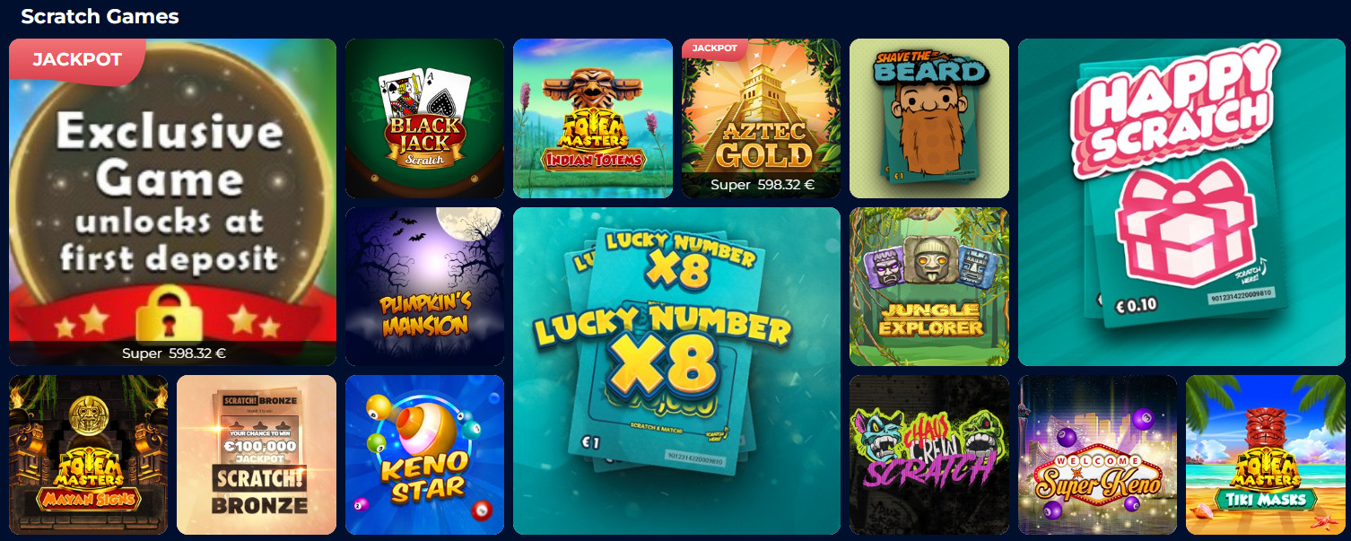 Scratch card games Section at Winomania Casino