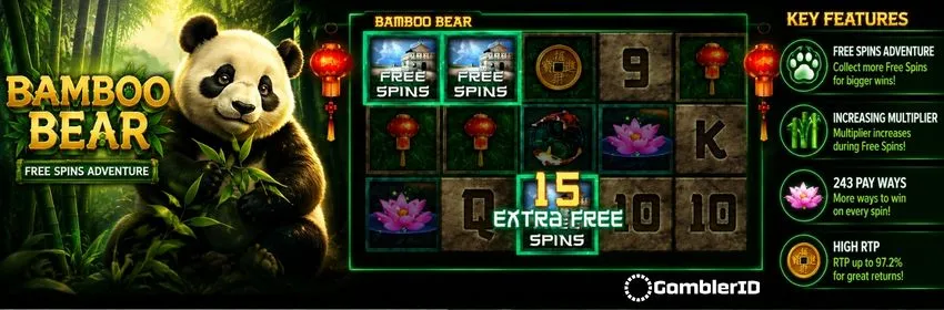 Bamboo Bear slot banner: Mascot Gaming's highest RTP title at 97.2%