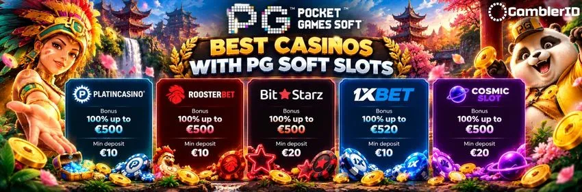 Best casinos with PG Soft slots: Platincasino, Rooster Bet, BitStarz, 1xBet and CosmicSlot