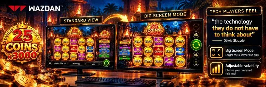 Wazdan Big Screen Mode compared with standard view