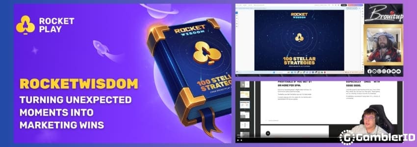 Collage of screenshots from various streamer broadcasts showing different pages of RocketWisdom being discussed live