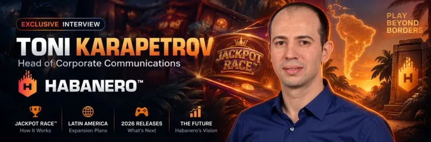Toni Karapetrov, Head of Corporate Communications at Habanero, interview banner on GamblerID