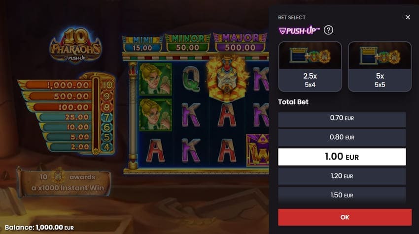 Push-Up Feature - 10 Pharaohs Slot