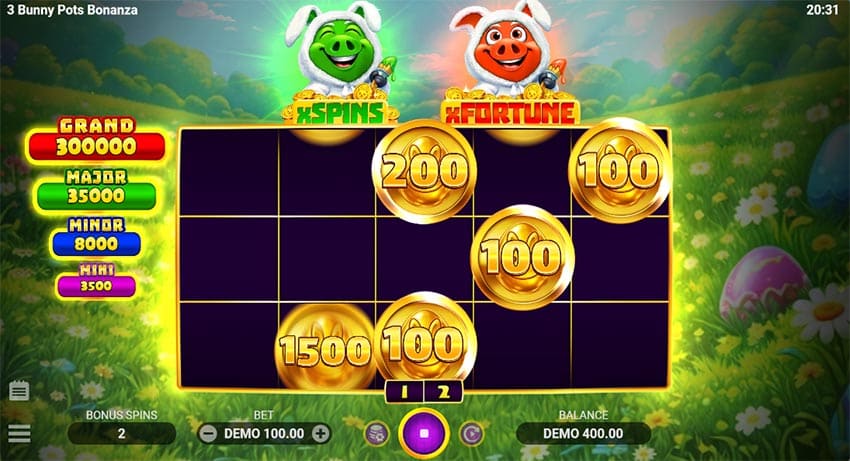 3 Bunny Pots Bonanza - Bonus Game with Multiple Boosters