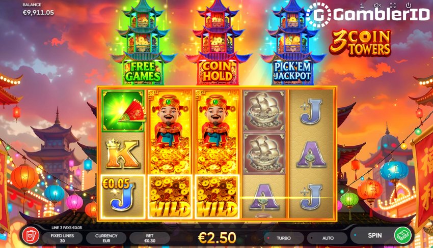 A screenshot of two expanding Wild symbols