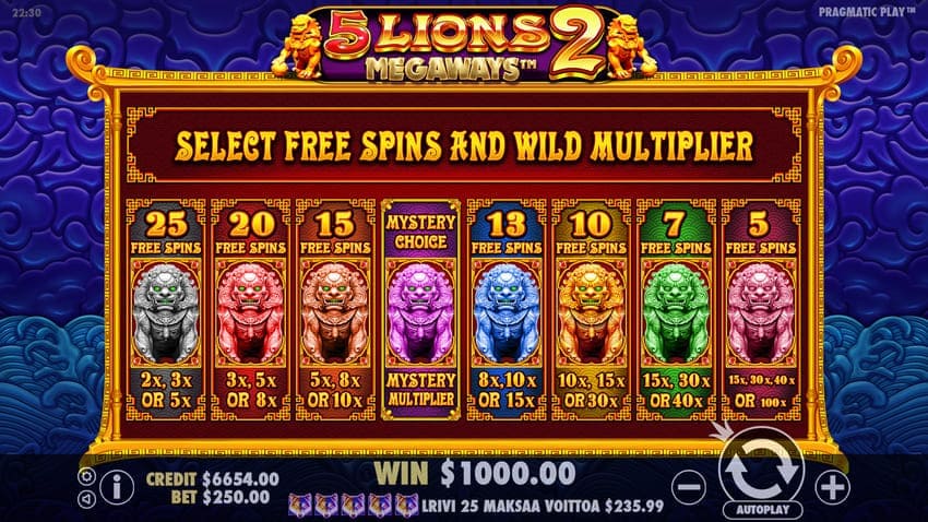 Pick a Free Spins Mode - 5 Lions Megaways 2 Slot