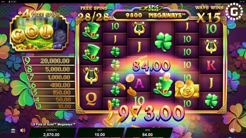 Free Spins Win - 9 Pots of Gold Megaways Slot