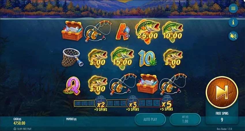 Four collected Fishermen raise the meter one level and add 5 free spins.