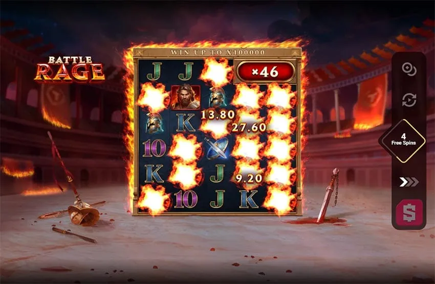 Free spins with multiplier in the Battle Rage