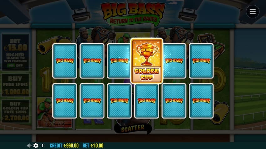 Pick-a-card feature - Big Bass Return to the Races Slot