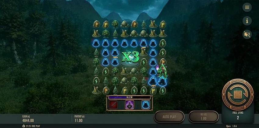 Hero path becomes mystery symbols in free spins round of Bjorn slot