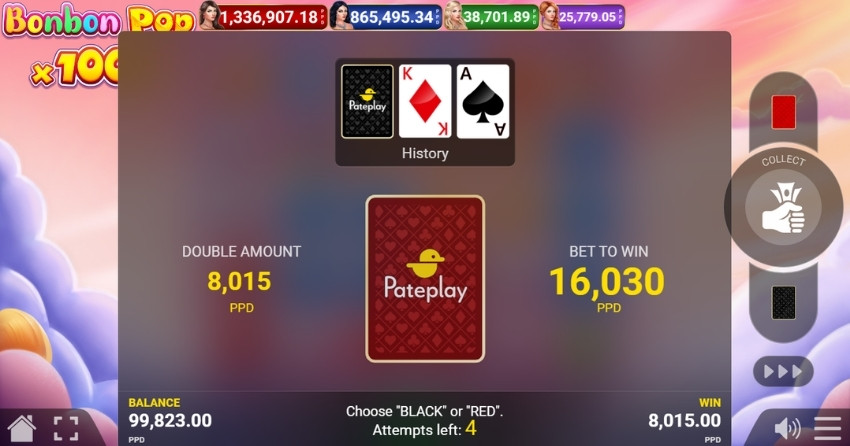 Example of Gamble Feature in Action