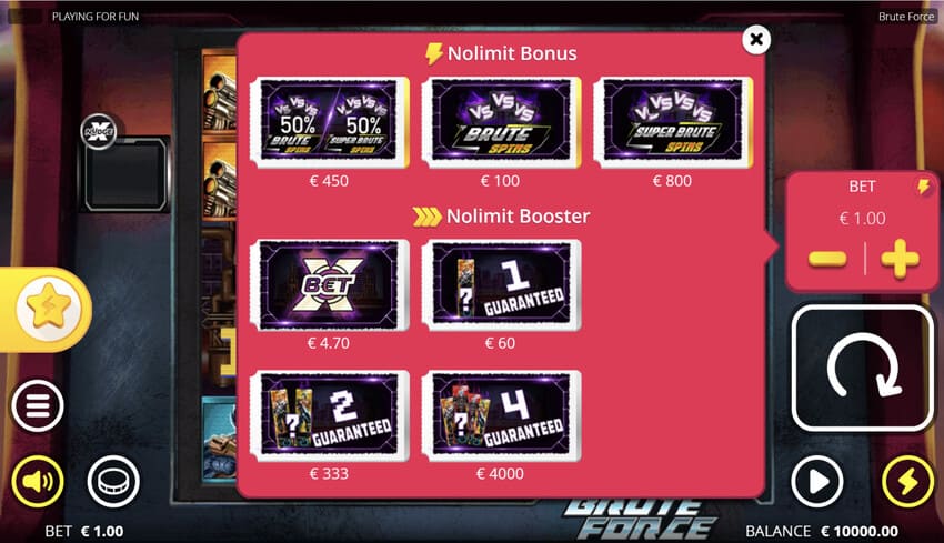 Brute Force - Nolimit Bonus Buy Options