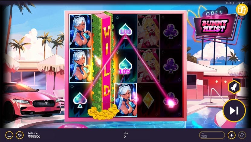 Bunny Heist - the 5x3 grid as it appears on desktop and mobile.