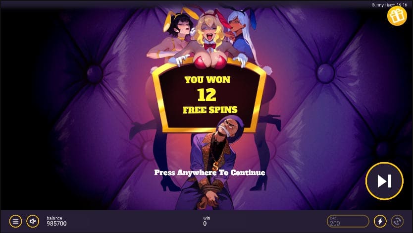 Bonus game start screen