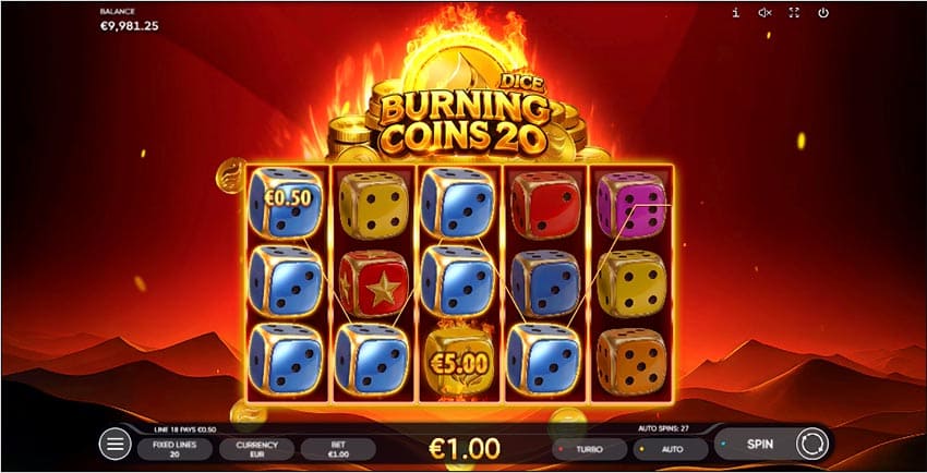 The Burning Coins 20 Dice Slot - Base Game