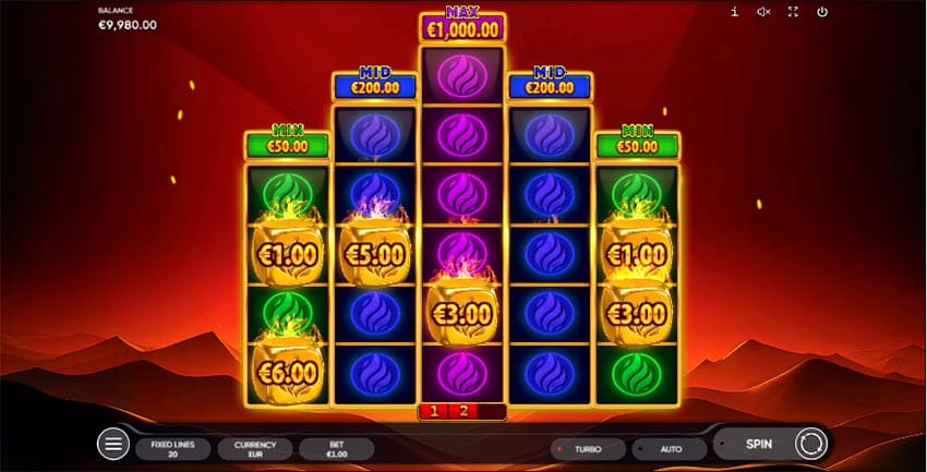 Burning Coins 20 Dice Slot - Hold and Win Feature