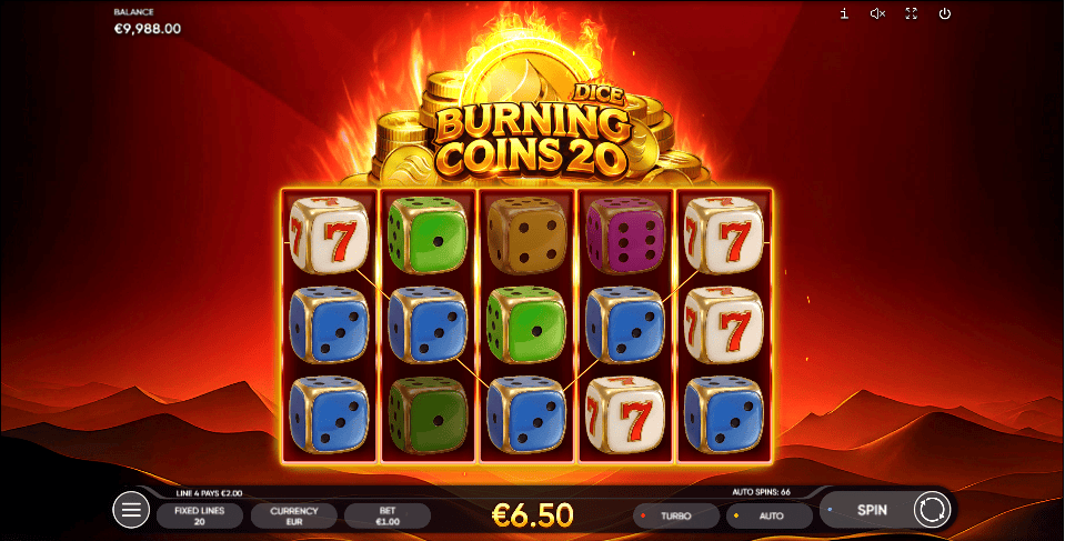 Burning Coins 20 Dice Slot - Wild Symbols Win