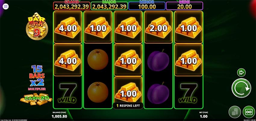 Cash 20 Bar Link - Jackpot Bonus Game: Bar Link