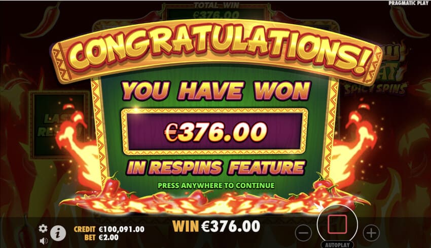 Chilli Heat Spicy Spins - Big WIn